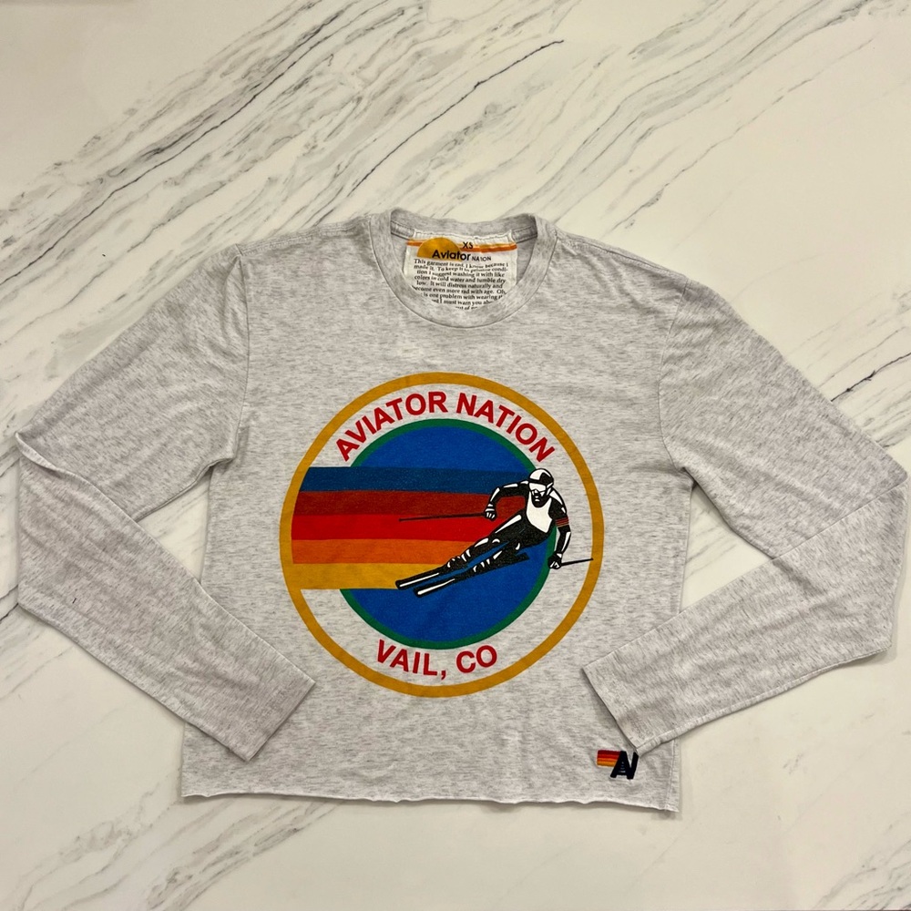 Aviator Nation Cropped Long Sleeve Vail, CO Tee